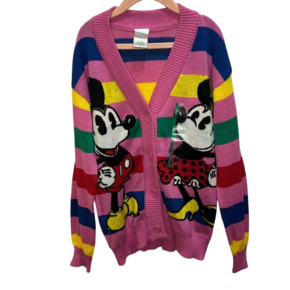 Disney 100 Mickey & Minnie Mouse Retro Re-Imagined Striped Cardigan M - Picture 2 of 5